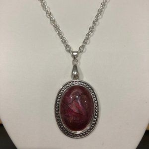 NEW Cranberry red pendant in silver setting